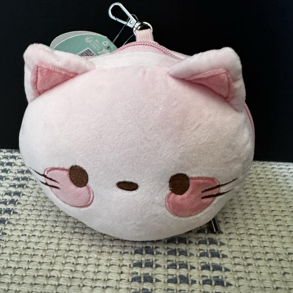 Nemuneko Cat Cupid Pink Plush Pillow Pouch Eye Mask Plush Keychain by FuRyu
